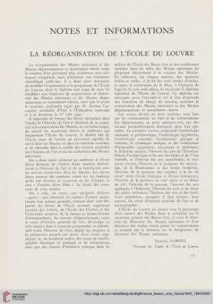 La réorganisation de l'École du Louvre