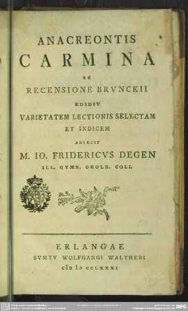 Anacreontis Carmina