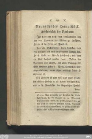 Neunzehntes Hauptstück. Unbändigkeit der Barbaren.