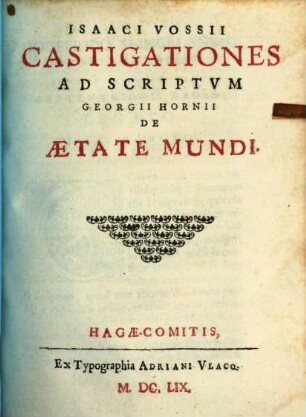 Castigationes ad scriptum Georgii Hornii de aetate mundi