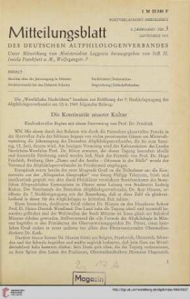 8: Die Kontiunität unserer Kultur : eindrucksvoller Beginn mit einem Festvortrag von Prof. Dr. Friedrich