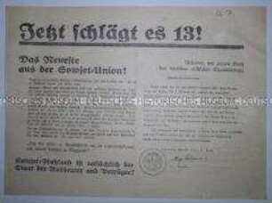 Propagandaflugblatt der NSDAP zur Reichstagswahl im November 1932 über die Lebensverhältnisse in der Sowjetunion