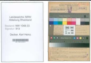 Entnazifizierung Karl Heinz Decker , geb. 04.09.1920 (Chemiker)