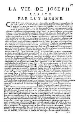 La Vie De Joseph Ecrite Par Luy-Mesme