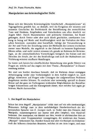 1-10, Manipulation aus kriminologischer Sicht