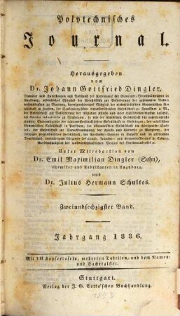 Polytechnisches Journal. 62. 1836