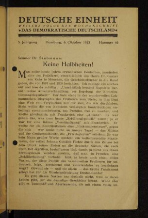 Keine Halbheiten!