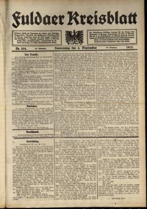 Ausgabe vom Donnerstag, den 04. September 1913.