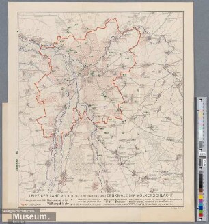 Leipziger Land mit heutiger Bebauung und Denkmale der Välkerschlacht