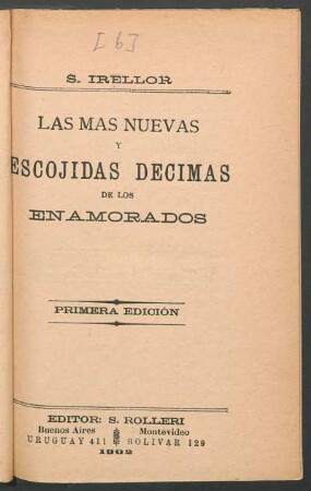 Las más nuevas y escojidas décimas de los enamorados