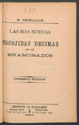 Las más nuevas y escojidas décimas de los enamorados