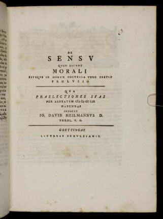 De Sensv Qvem Dicvnt Morali Eivsqve In Morvm Doctrina Vero Pretio Prolvsio