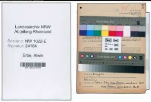 Entnazifizierung Alwin Erbe , geb. 15.10.1890 (Monteur)
