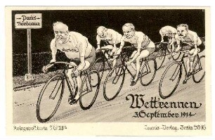Kriegspostkarte Nr. 28a: Wettrennen 03.09.1914 Paris-Bordeaux (verboten