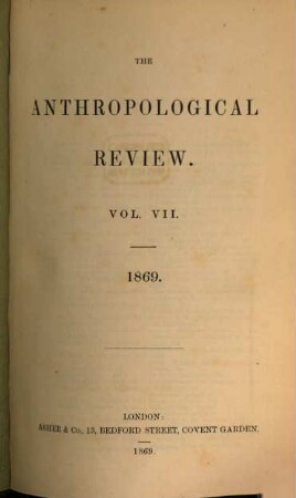 Anthropological review. 7 = No. 24/27. 1869