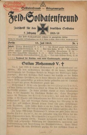 5.1918: Feld-Soldatenfreund