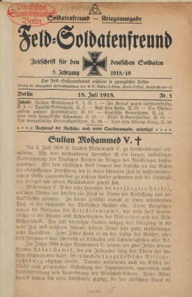 5.1918: Feld-Soldatenfreund
