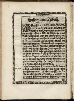 Huldigungs-Gebeth.