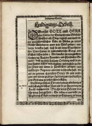 Huldigungs-Gebeth.