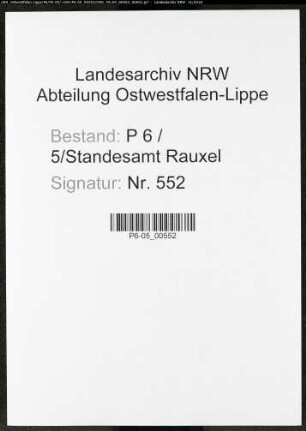 Sterberegister Standesamt Castrop-Rauxel Rauxel