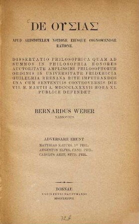 De ?? apud Aristotelem eiusque cognoscendae ratione : Diss. inaug.