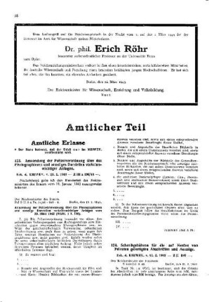 [Todesanzeige Dr. phil. Erich Röhr]