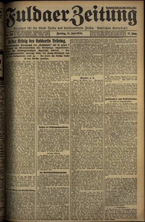 Erste Ausgabe vom Freitag, den 11. Juli 1930.