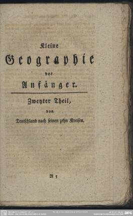 Zweyter Theil, Teutschland nach seinen zehn Kreisen