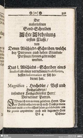Der auserlesenen Send-Schreiben Achte Abtheilung