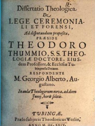 Diss. theol. de lege ceremoniali et forensi
