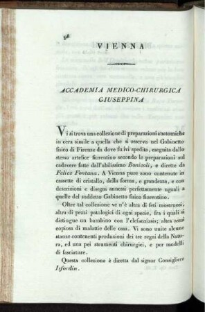 Museo Patologico di Vienna. Accademia Medico-Chirurgica Giuseppina