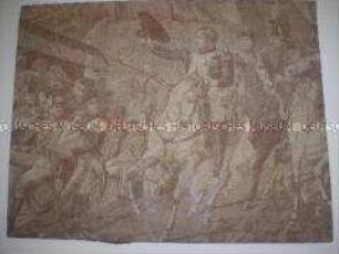 Gewebefragment "Salut aux blessés" (Napoleons Gruß an die Verwundeten)