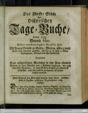 Das Fünffte Stücke. Monath May