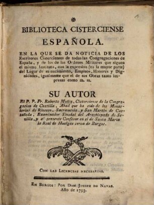 Biblioteca Cisterciense Española ...