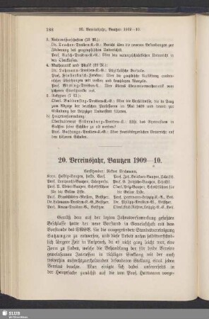 20. Vereinsjahr, Bautzen 1909–10