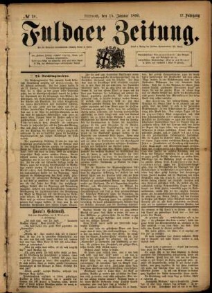 Ausgabe vom Mittwoch, den 15. Januar 1890.