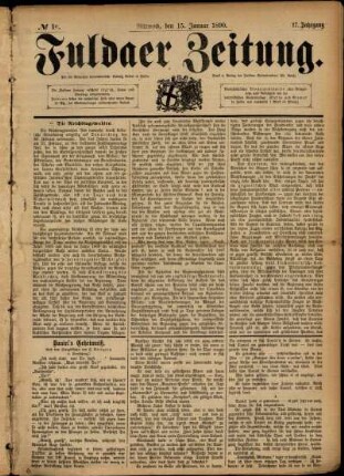 Ausgabe vom Mittwoch, den 15. Januar 1890.