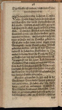 Das fünffte ist binden, und von Sünden entbinden, &.