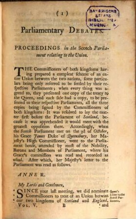 A Collection Of The Parliamentary Debates In England From The Year M,DC,LXVIII. To the present Time, 5