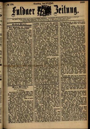 Erste Ausgabe vom Samstag, den 27. Juli 1889.