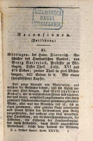 Johannes von Müllers sämmtliche Werke, 27. Historische Kritik