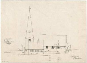 Gsaenger, Gustav; Fischbachau (Bayern); Ev. Kirche - Eingabeplan, Pl. Nr. 69, Südseite (Ansicht)