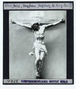 Augsburg, Heilig-Kreuz-Kirche,Petel, Kruzifixus (Holz, gefasst) aus der Augsburger Heilig-Kreuz-Kirche