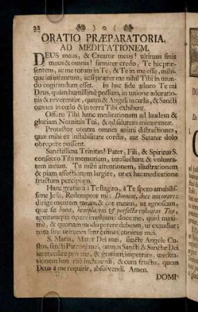 22, Oratio Praeparatoria Ad Meditationem