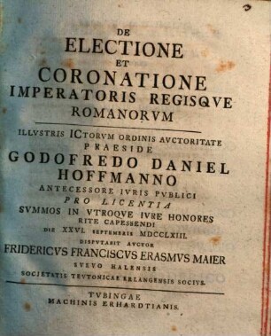 De Electione Et Coronatione Imperatoris Regisqve Romanorvm