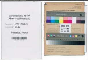 Entnazifizierung Franz Pistorius , geb. 30.03.1893 (Kunstmaler)