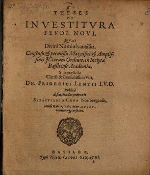 Theses De Investitura Feudi Novi
