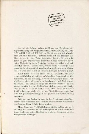 Die Verhütung der Augenentzündung der Neugeborenen : Von Carl S. F. Credé
