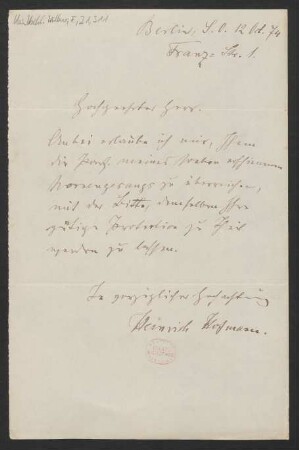 Brief an Franz Wüllner : 12.10.1874