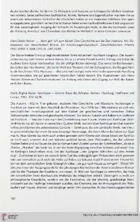 [Rezension von: Maria Regina Kaiser: Xanthippe - Schöne Braut des Sokrates]